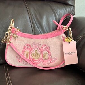 Viral Juicy Couture Pink Handbag with Gold Details